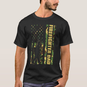 Mannen Cool American Flag Camouflage Firefighter T-shirt
