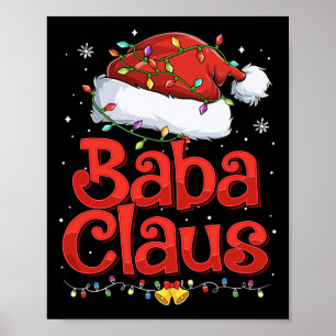 Mannen Cool Baba Claus Met Kerstmuts Kerstmis Lich Poster