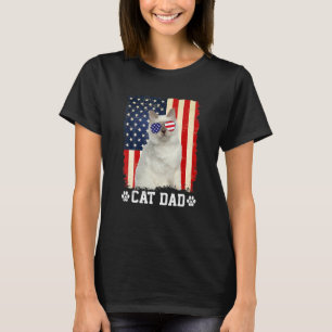 Mannen Cool Cat Papa Amerikaanse Vlag Vader S Dag T-shirt