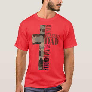 Mannen Cool Christelijk Gezegende pa Cross Camo Re T-shirt