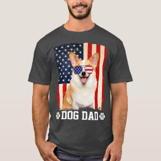 Mannen Cool Corgi Dog Dad American Flag Fathers Da T-shirt