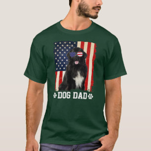 Mannen Cool Newfoundland Dog Dad American Flag T-shirt