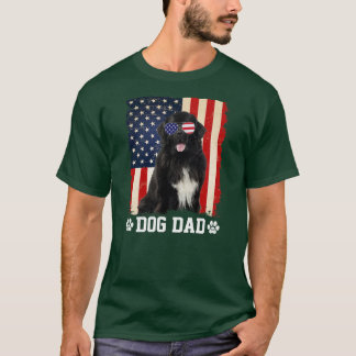 Mannen Cool Newfoundland Dog Dad American Flag T-shirt