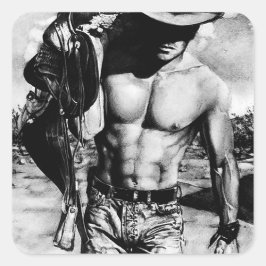 Mannen Cool Sexy Masculine Westerne Cowboy Cute Hu Vierkante Sticker