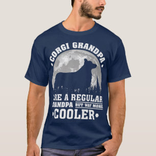 Mannen Corgi Grandpa Funny Moon Corgi Dog Fa T-shirt