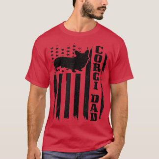 Mannen Corgi Pap -Amerikaanse vlag Patriottisch Ko T-shirt