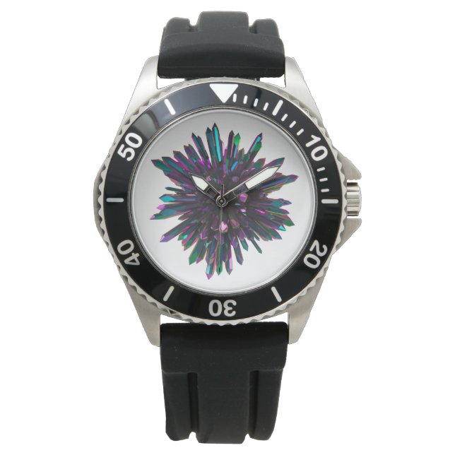 *~* Mannen Crystal Sphere Metallic Blue Paarse Horloge (Voorkant)