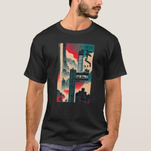 Mannen Cyberpunk Sci-fi Dystopia City Ukiyo-e Japa T-shirt