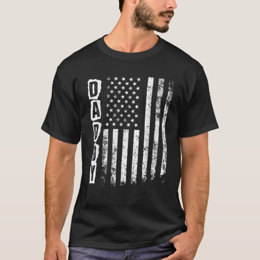 Mannen Daddy Gift Vaderdag Amerikaanse vlag 4e van T-shirt (Voorkant)