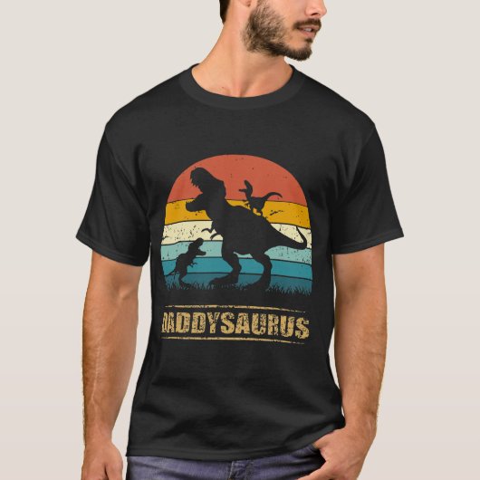 Mannen Daddysaurus T Rex Vaderdag Dad Saurus T-shirt (Voorkant)