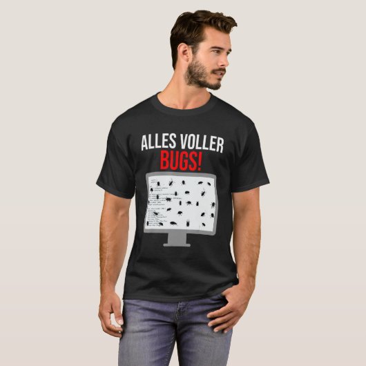 Mannen Debuggen Codering Computer Programmeur Info T-shirt (Voorkant volledig)