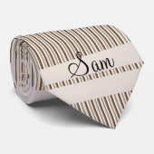 Mannen Designer Brown Stripe Stropdas (Opgerold)