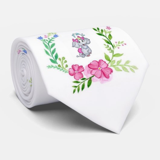 Mannen Designer Floral Elephant Stropdas (Opgerold)