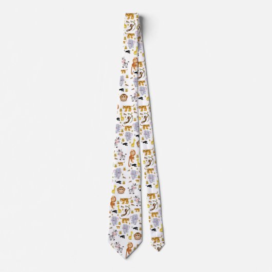Mannen Designer Monkey Tiger Elephant Stropdas (Voorkant)