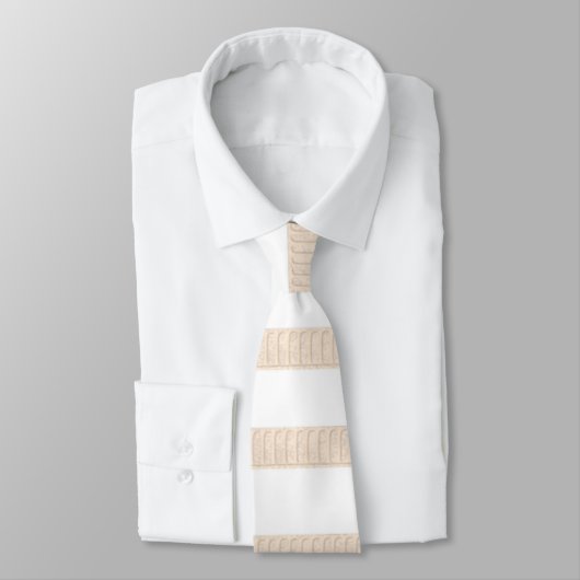 Mannen Designer Stropdassen Beige & White Stripe (Gebonden)