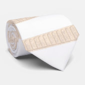 Mannen Designer Stropdassen Beige & White Stripe (Opgerold)