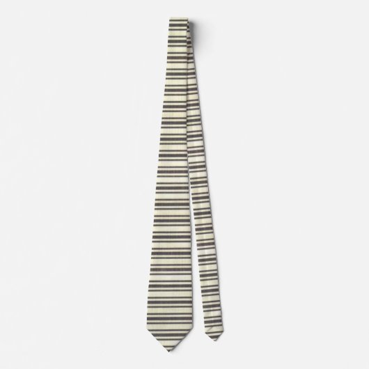 Mannen Designer Stropdassen Brown and White Stripe (Voorkant)