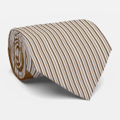 Mannen Designer Stropdassen Brown and White Stripe (Opgerold)