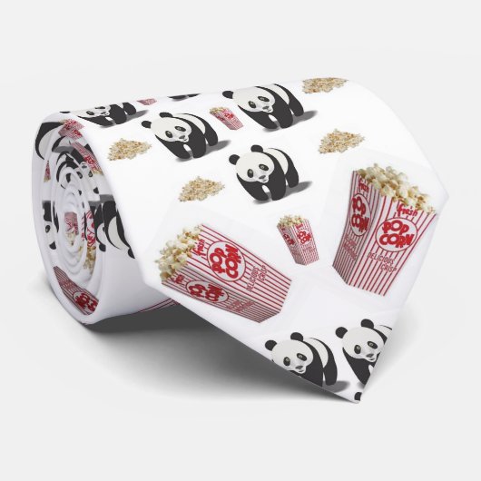Mannen Designer Stropdassen Panda Beer Popcorn (Opgerold)