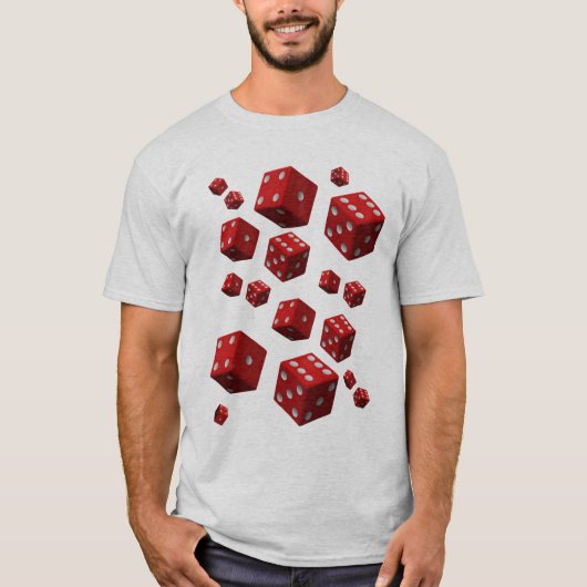 Mannen dice wit t-shirt lange mouw voor hem (Voorkant)