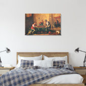 Mannen die Backgammon in een Tavern spelen Canvas Afdruk (Insitu (Slaapkamer))