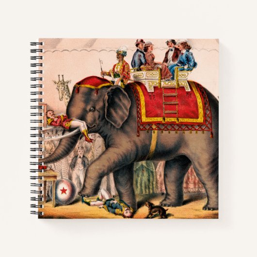 Mannen die een circusact uitvoeren met een olifant notitieboek (Voorkant)
