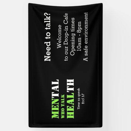 MANNEN DIE PRATEN HEAL Custom Mental Health Drop-I Spandoek (Verticaal)