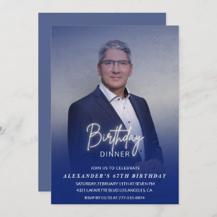 Mannen Diner Foto Navy blauw 67e verjaardag Uitnod Kaart