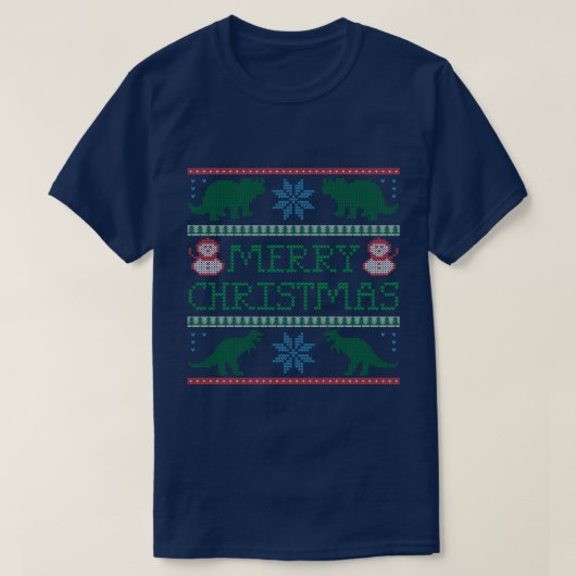 Mannen Dinosaur Ugly Christmas Sweater T-shirt (Design voorkant)