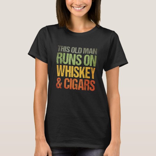 Mannen dit oude Man loopt op Whiskey & Cigars Whis T-shirt (Voorkant)