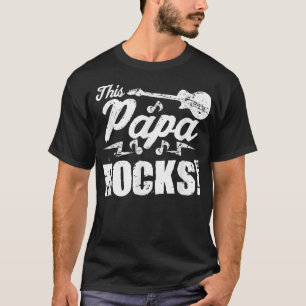 Mannen Dit Papa Rocks T Guitar Rock n Roll Funny T-shirt