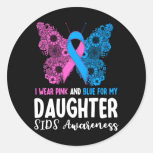 Mannen dragen roze en blauw voor dochter Sids Ronde Sticker