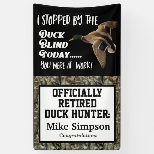 Mannen Duck Hunting Retirement Party Camo Mallard Spandoek (Verticaal)