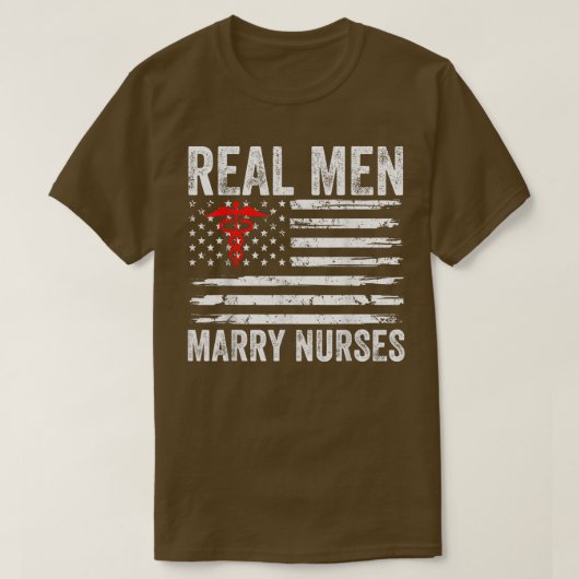 Mannen Echte Mannen Marry Nurses Funny Nurse Husba T-shirt (Design voorkant)