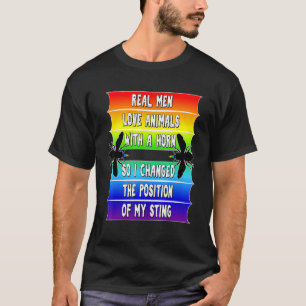 Mannen echte Mannen Pride LGBTQ bijen Funny Gay Ra T-shirt