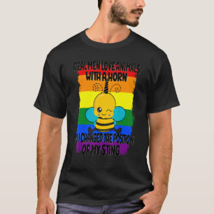 Mannen echte Mannen Pride LGBTQ bijen Funny Gay Ra T-shirt