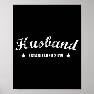 Mannen Echtgenoot Est 2019 Vintage Trouwen Poster