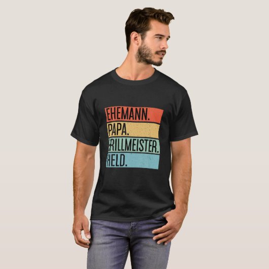 Mannen echtgenoot pap Grill Master Hero BBQ vaders T-shirt (Voorkant volledig)