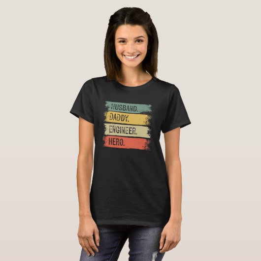 Mannen echtgenoot papa Engineer Hero Engineering P T-shirt (Voorkant volledig)