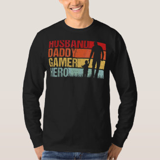 Mannen echtgenoot papa Gamer Hero Dad en Son  T-shirt
