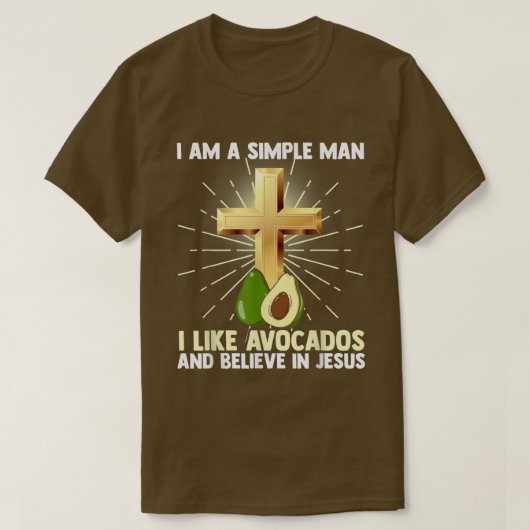 Mannen eenvoudig Man zoals Avocados en Geloof in J T-shirt (Design voorkant)