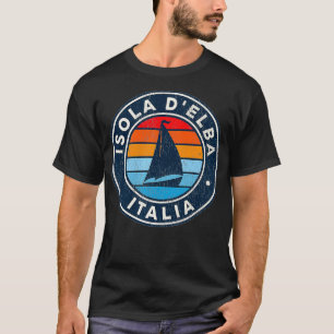 Mannen Elba Island Italië  Sailboat Retro 70 s T-shirt