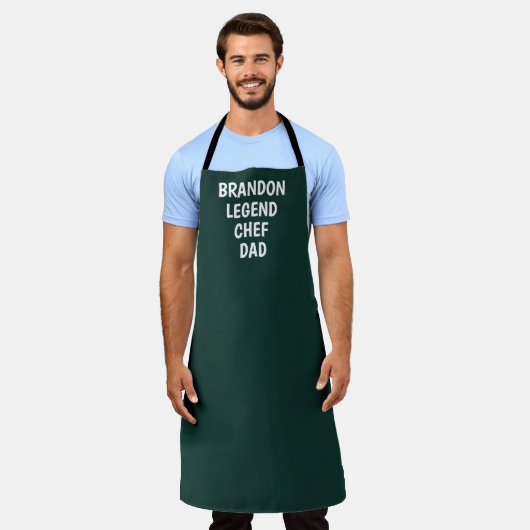 Mannen Elegant Dark Green Modern Simple Pap Chef Schort (Gedragen)
