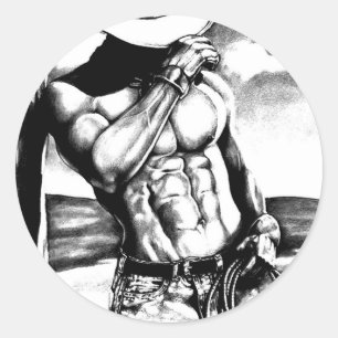 Mannen Elegant Fine Art Modern Drager Westerne Cow Ronde Sticker