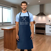 Mannen Elegant Marine Blauw Chef Naam Modern Eenvo Schort