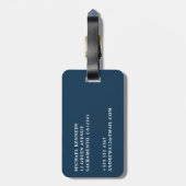 Mannen Elegant Navy Blue & Gold Monogram Bagagelabel (Achterkant verticaal)