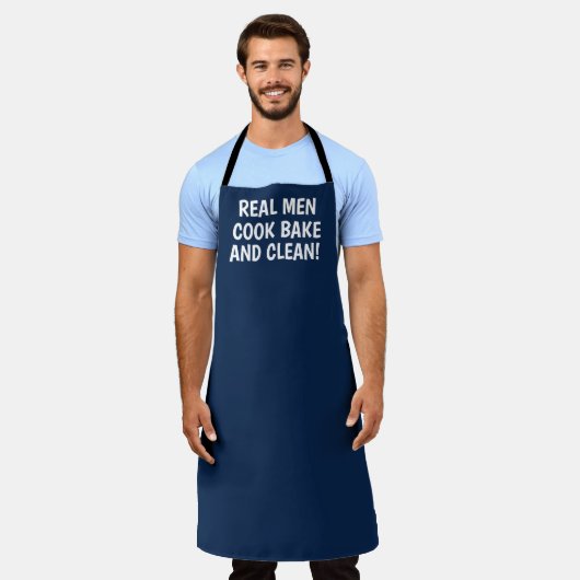Mannen Elegant Navy Blue Modern Simple Pap Chef Schort (Gedragen)