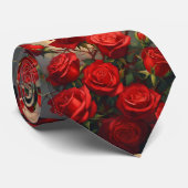 Mannen Elegant Red Rose Print Stropdas. Stropdas (Opgerold)