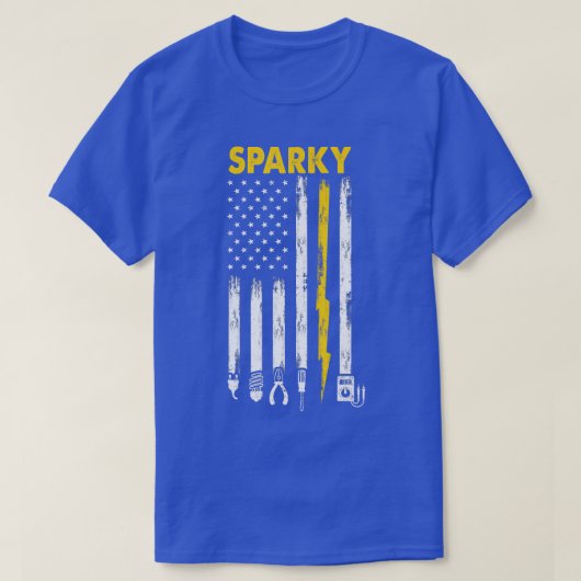 Mannen elektricien US Flag Sparky Tools T-shirt (Design voorkant)