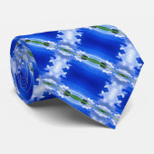 Mannen Elektrische Blauwe Wolk Zijde Tartan Stropdas (Opgerold)